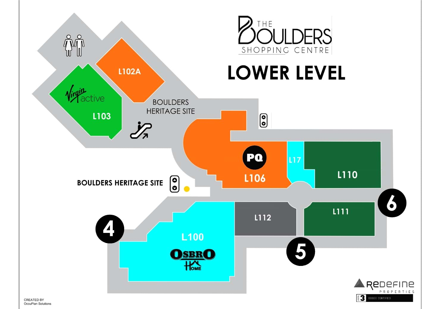 The Boulders Directory Map Lower Level Exhibitions Page 0001